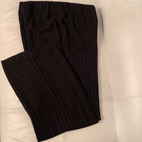 Easy Pieces NY Lightweight Flowy Black W/ White Dotted Lines Trausers Size 10 - Picture 1 of 11